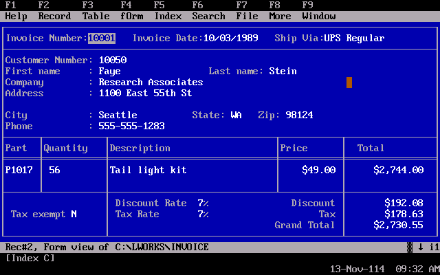 LotusWorks 1.0 - Database